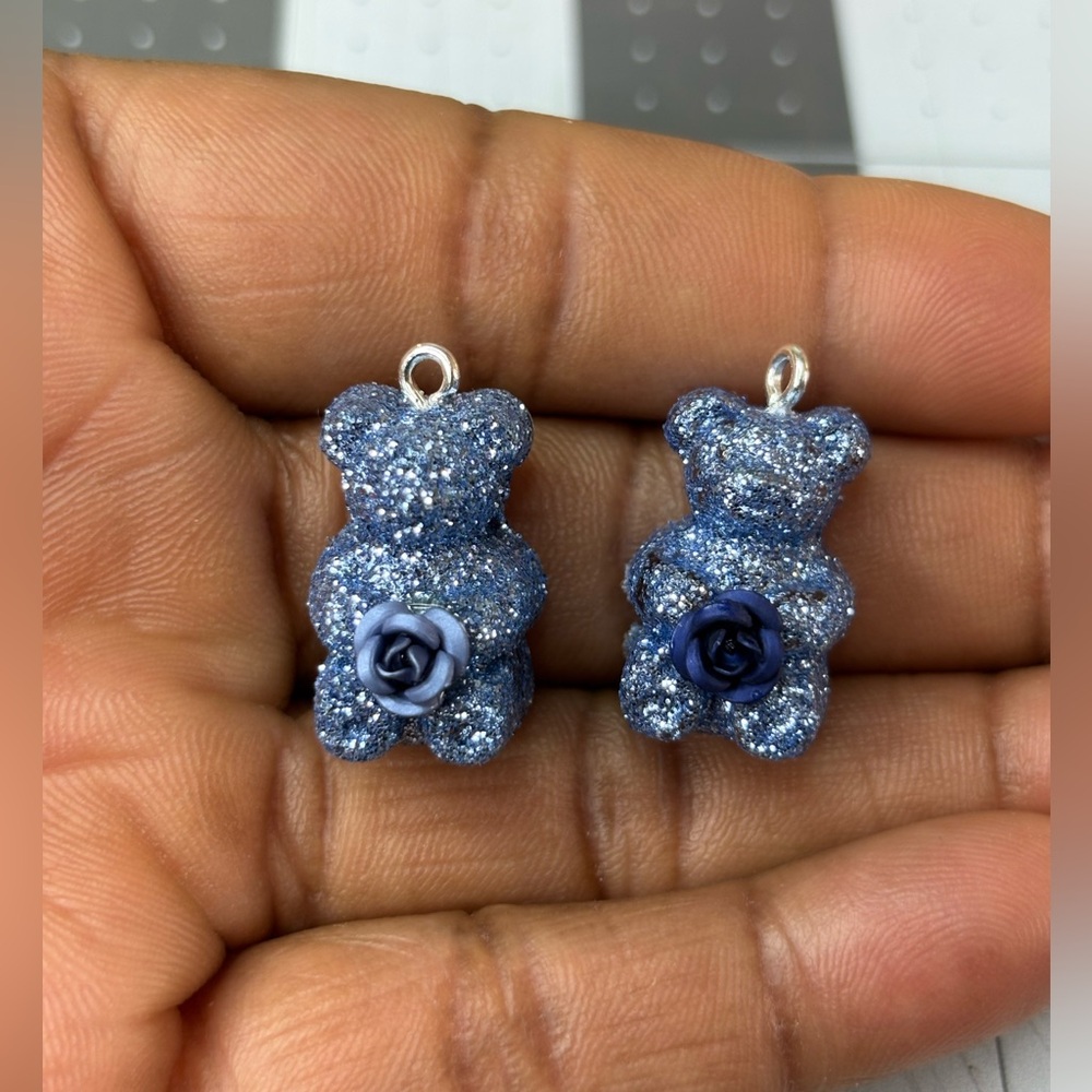 Blue Glitter Bear Charms